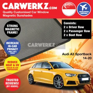 Audi A3 S3 Sportback 2013-2020 3rd Generation (8V) Germany Hatchback Car Customised Magnetic Sunshades