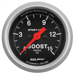 AutoMeter 3350 GAUGE; BOOST; 2 1/16in.; 15PSI; DIGITAL STEPPER MOTOR; SPORT-COMP