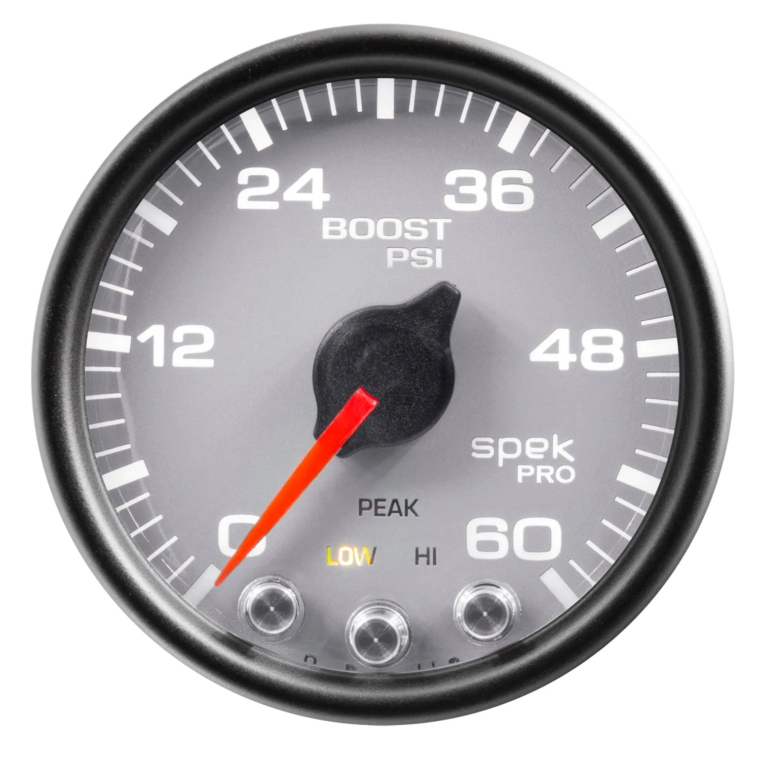 AutoMeter P30422 GAUGE; BOOST; 2 1/16in.; 60PSI; STEPPER MOTOR W/PEAK/WARN; SLVR/BLK; SPEK-PRO