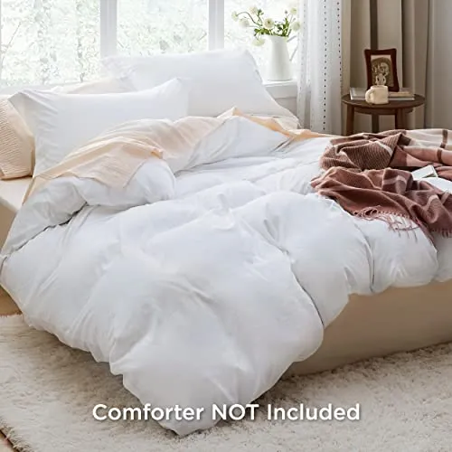Bedsure White Duvet Cover King Size - Washed Duvet Cover, Soft King Duvet Cover Set 3 Pieces with Zipper Closure, 1 Duvet Cover 104x90 inches and 2 Pillow Shams