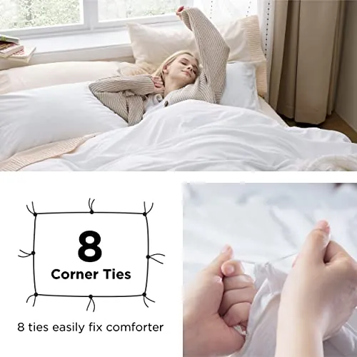 Bedsure White Duvet Cover King Size - Washed Duvet Cover, Soft King Duvet Cover Set 3 Pieces with Zipper Closure, 1 Duvet Cover 104x90 inches and 2 Pillow Shams