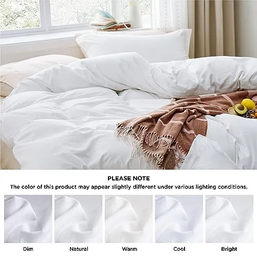 Bedsure White Duvet Cover King Size - Washed Duvet Cover, Soft King Duvet Cover Set 3 Pieces with Zipper Closure, 1 Duvet Cover 104x90 inches and 2 Pillow Shams