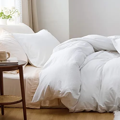 Bedsure White Duvet Cover King Size - Washed Duvet Cover, Soft King Duvet Cover Set 3 Pieces with Zipper Closure, 1 Duvet Cover 104x90 inches and 2 Pillow Shams