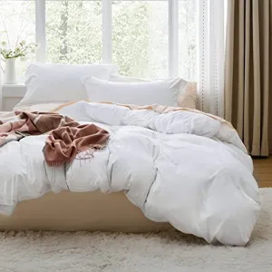 Bedsure White Duvet Cover King Size - Washed Duvet Cover, Soft King Duvet Cover Set 3 Pieces with Zipper Closure, 1 Duvet Cover 104x90 inches and 2 Pillow Shams