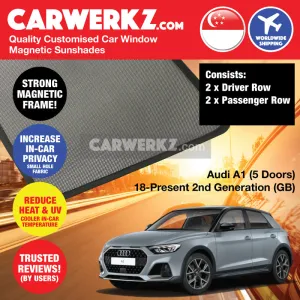 Customised Window Magnetic Sunshades for Audi A1 2018-Current 2nd Generation (GB) Germany 5 Door Hatchback