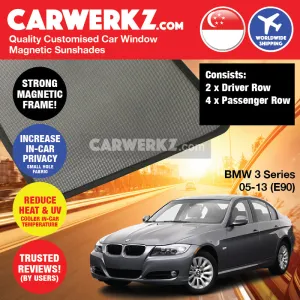 Customised Window Magnetic Sunshades for BMW 3 Series 2004-2013 5th Generation (E90) Germany Sedan