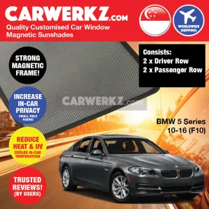 Customised Window Magnetic Sunshades for BMW 5 series 2010-2016 6th Generation (F10) Germany Sedan