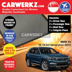 Customised Window Magnetic Sunshades for BMW X3 2018-2020 3rd Generation (G01) Germany SUV