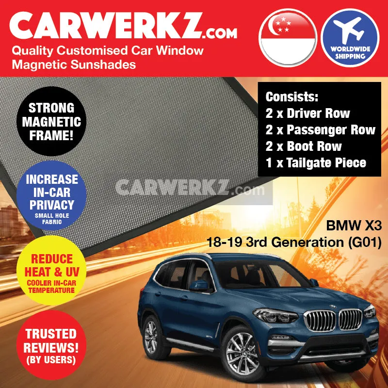 Customised Window Magnetic Sunshades for BMW X3 2018-2020 3rd Generation (G01) Germany SUV