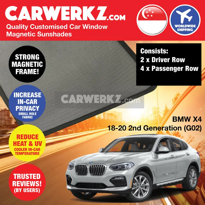 Customised Window Magnetic Sunshades for BMW X4 2018-Current 2nd Generation (G02) Germany SUV Coupe