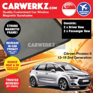Customised Window Magnetic Sunshades for Citroen C4 Picasso II 5 Seaters 2013-2020 2nd Generation France Hatchback