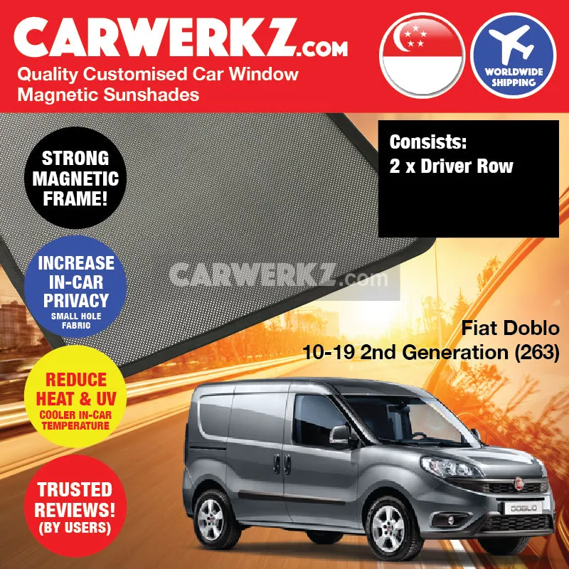 Customised Window Magnetic Sunshades for Fiat Doblo 2010-2020 2nd Generation (263) Italy Commericial Van