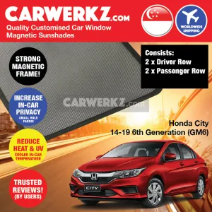 Customised Window Magnetic Sunshades for Honda City Grace 2014-2020 6th Generation (GM6) Japan Sedan