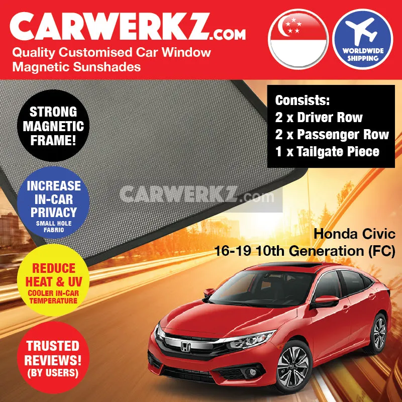 Customised Window Magnetic Sunshades for Honda Civic 2015-2020 10th Generation (FC) Japan Sedan