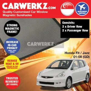 Customised Window Magnetic Sunshades for Honda Fit Jazz 2001-2008 1st Generation (GD) Japan Hatchback