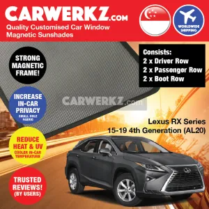 Customised Window Magnetic Sunshades for Lexus RX Series 2015-2020 4th Generation (AL20) Japan Hybrid SUV