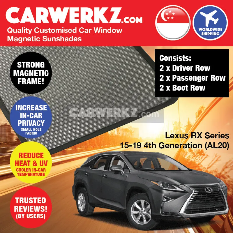 Customised Window Magnetic Sunshades for Lexus RX Series 2015-2020 4th Generation (AL20) Japan Hybrid SUV