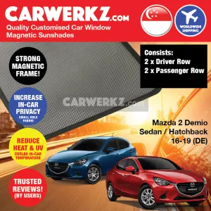 Customised Window Magnetic Sunshades for Mazda 2 Demio 2014-2020 4th Generation (DJ) Japan Sedan Hatchback