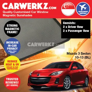 Customised Window Magnetic Sunshades for Mazda 3 Axela 2009-2013 2nd Generation (BL) Japan Sedan
