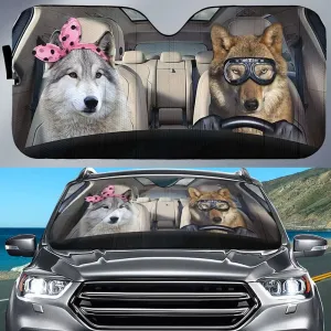 Cute Wolves Car Sun Shade For Summer, Auto Sunshade For Windshield