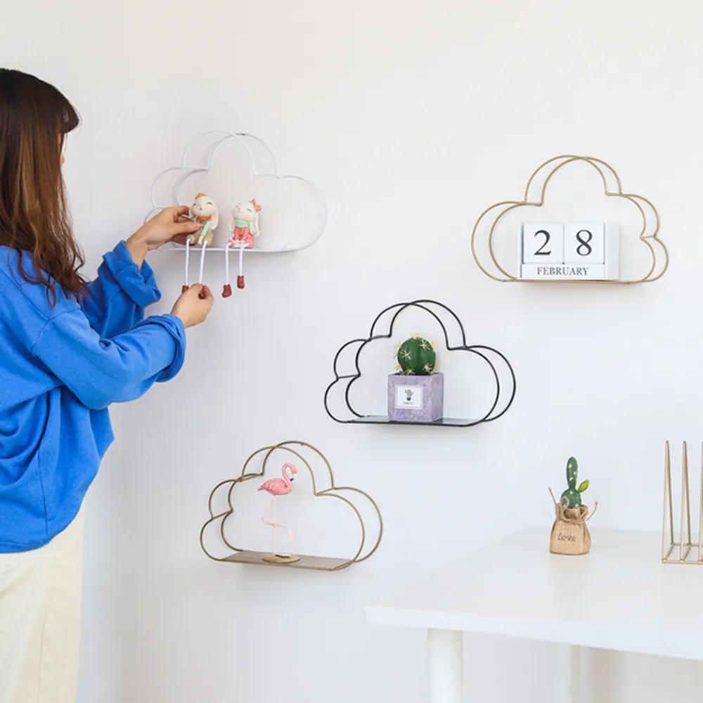 Decorative Iron Cloud Wall Shelf Organizer