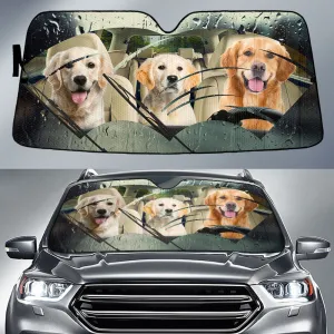 Golden Retriever Rainy Driving Car Sun Shade Cover Auto Windshield Coolspod