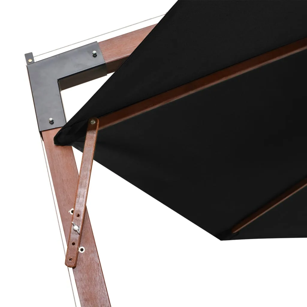 Hanging Parasol with Pole Black 3.5x2.9 m Solid Fir Wood