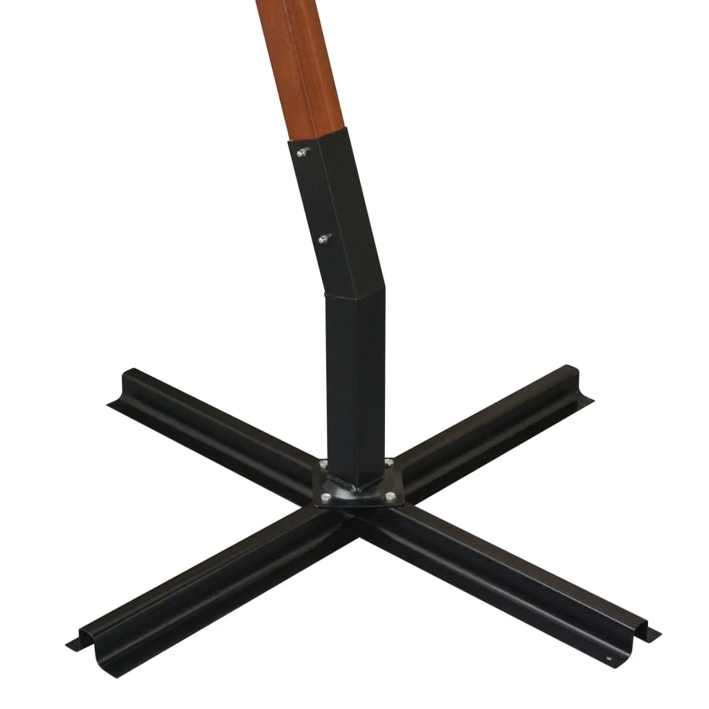 Hanging Parasol with Pole Black 3.5x2.9 m Solid Fir Wood