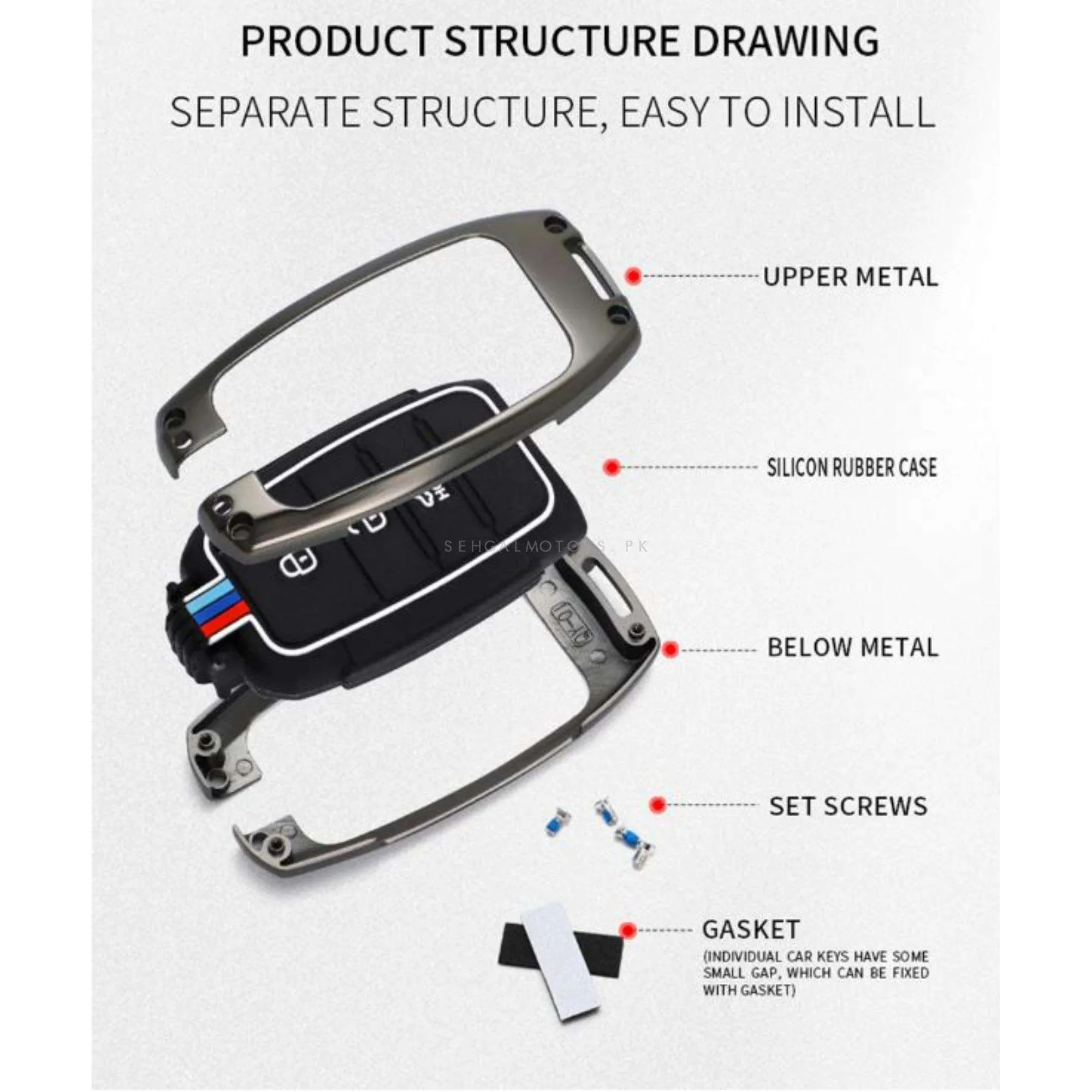 Hyundai Tucson Key Cover With Metal Shell - Model 2020-2024