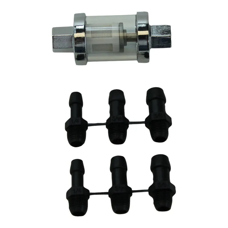 In-Line Glass Fuel Filter For 1/4",5/16"OR 3/8"ID Hose
