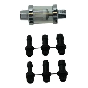 In-Line Glass Fuel Filter For 1/4",5/16"OR 3/8"ID Hose