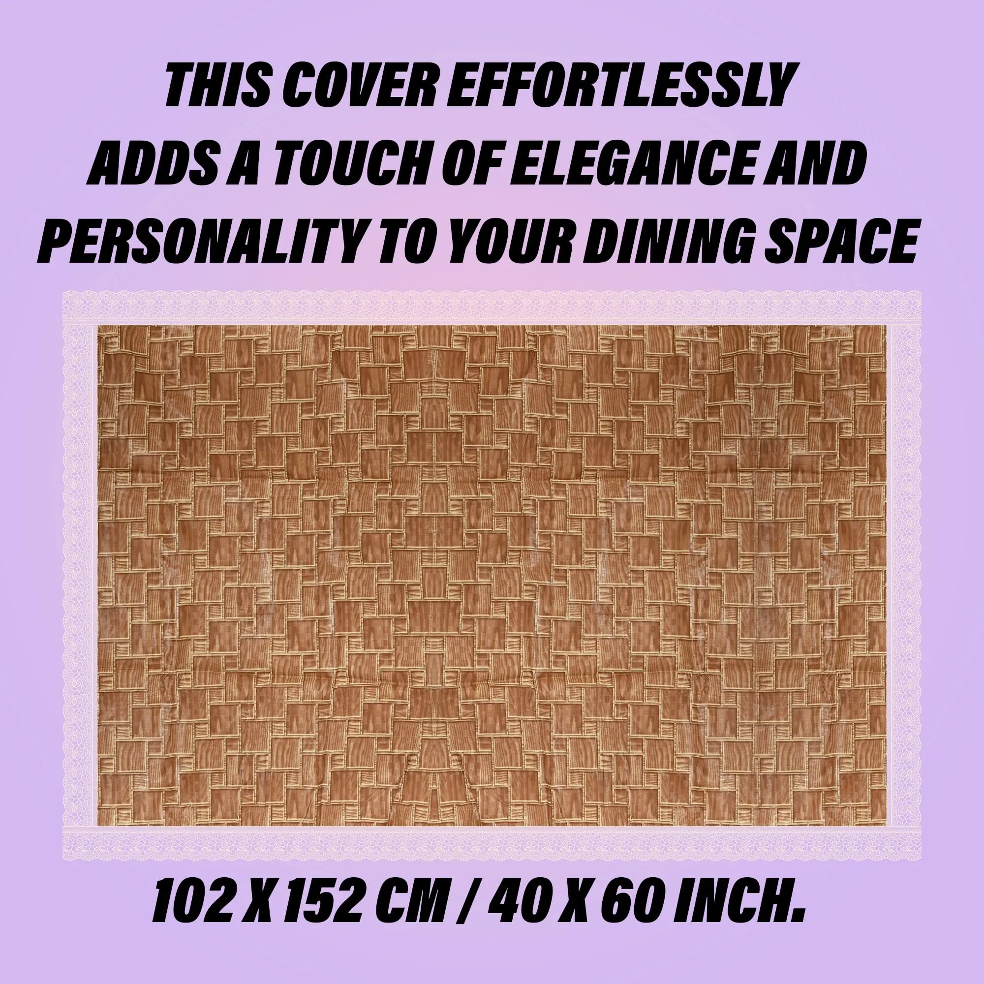 Kuber Industries Center Table Cover | Table Cloth Cover | Tabletop Cover | Kitchen Table Cloth | Table Protector Cover | 4-Seater Table Cover | New Check-Print | CTC | 40x60 Inch | Golden