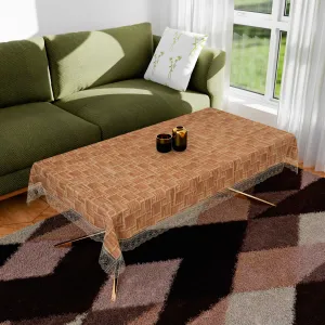Kuber Industries Center Table Cover | Table Cloth Cover | Tabletop Cover | Kitchen Table Cloth | Table Protector Cover | 4-Seater Table Cover | New Check-Print | CTC | 40x60 Inch | Golden