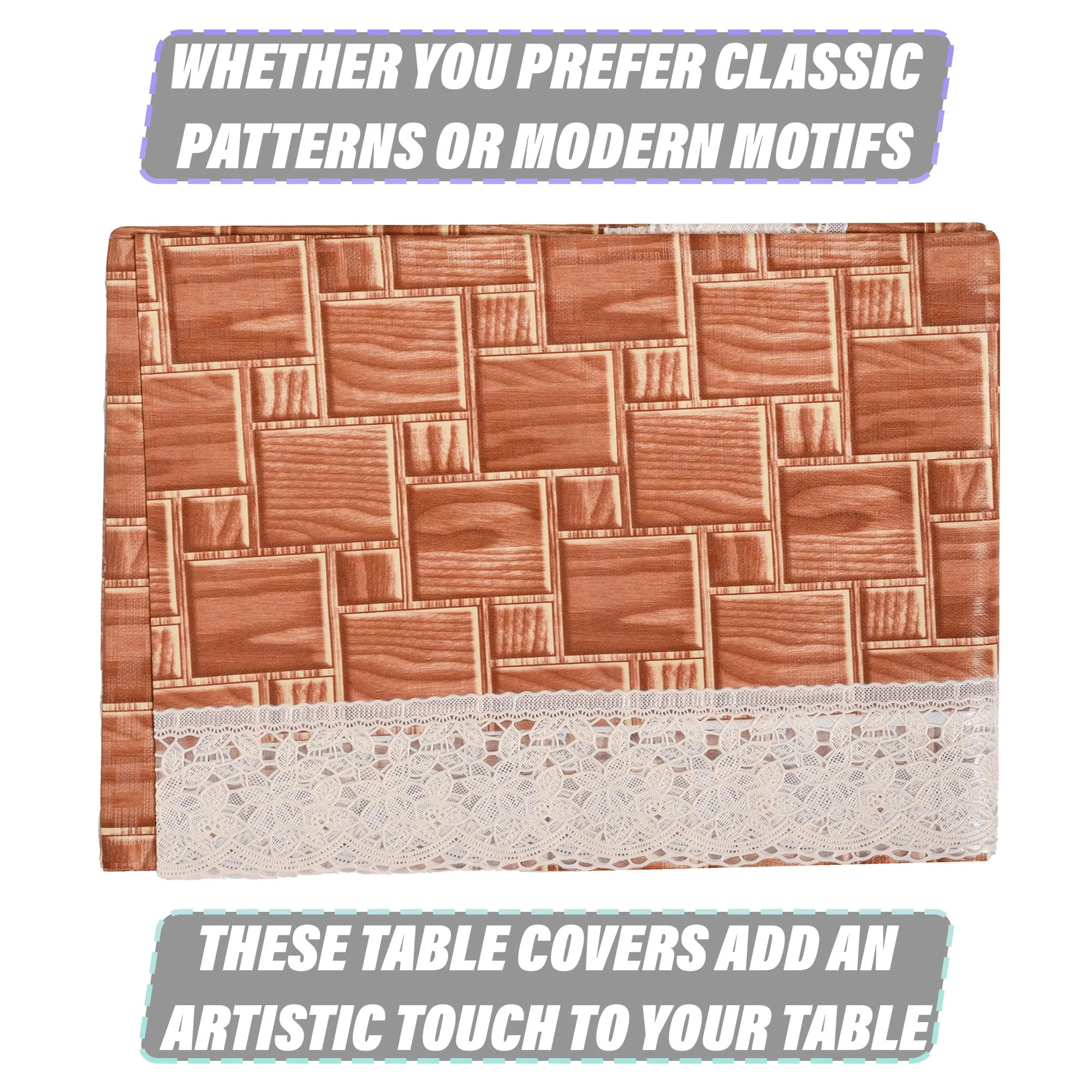 Kuber Industries Center Table Cover | Table Cloth Cover | Tabletop Cover | Kitchen Table Cloth | Table Protector Cover | 4-Seater Table Cover | New Check-Print | CTC | 40x60 Inch | Golden