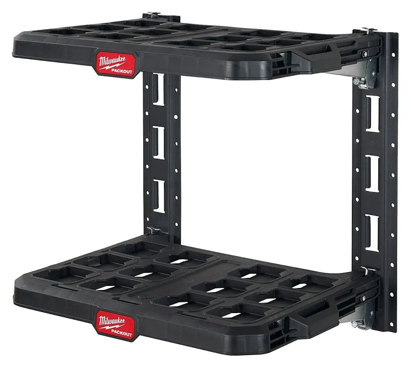 Milwaukee PACKOUT 48-22-8480 Racking Kit, 5 lb, 21-1/2 in OAW, 17.6 in OAD, 20 in OAH, 2-Shelf, Black :SET: QUANTITY: 1