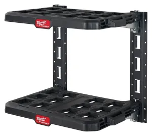 Milwaukee PACKOUT 48-22-8480 Racking Kit, 5 lb, 21-1/2 in OAW, 17.6 in OAD, 20 in OAH, 2-Shelf, Black :SET: QUANTITY: 1