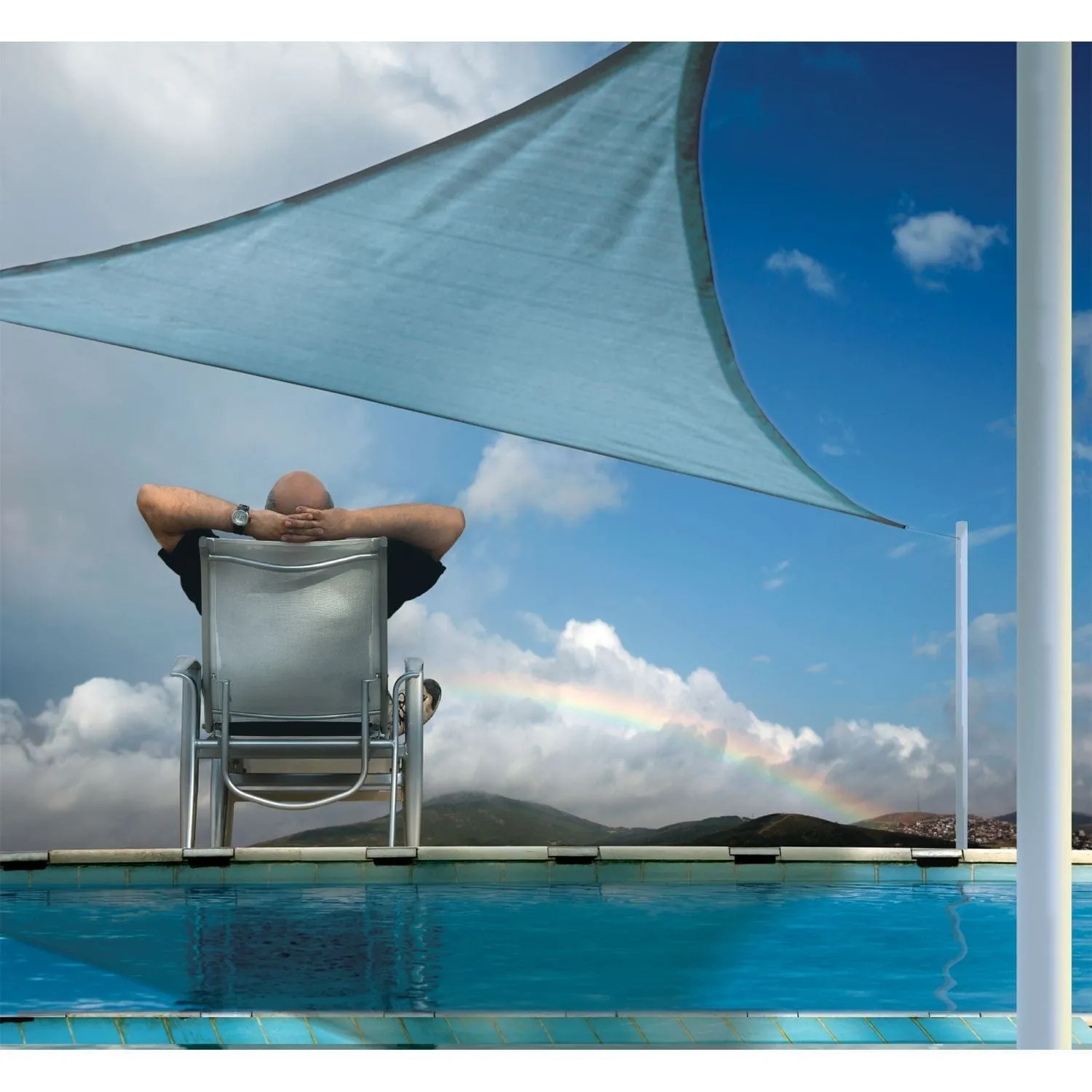 ShelterLogic | Shade Sail Triangle - Heavyweight 16 x 16 ft. Sea Blue (Attachment point/pole not included)