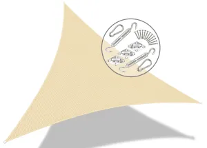 VOUNOT HDPE Sun Shade Sail Triangle with Fixing Kits, 3.6x3.6x3.6M, Ivory