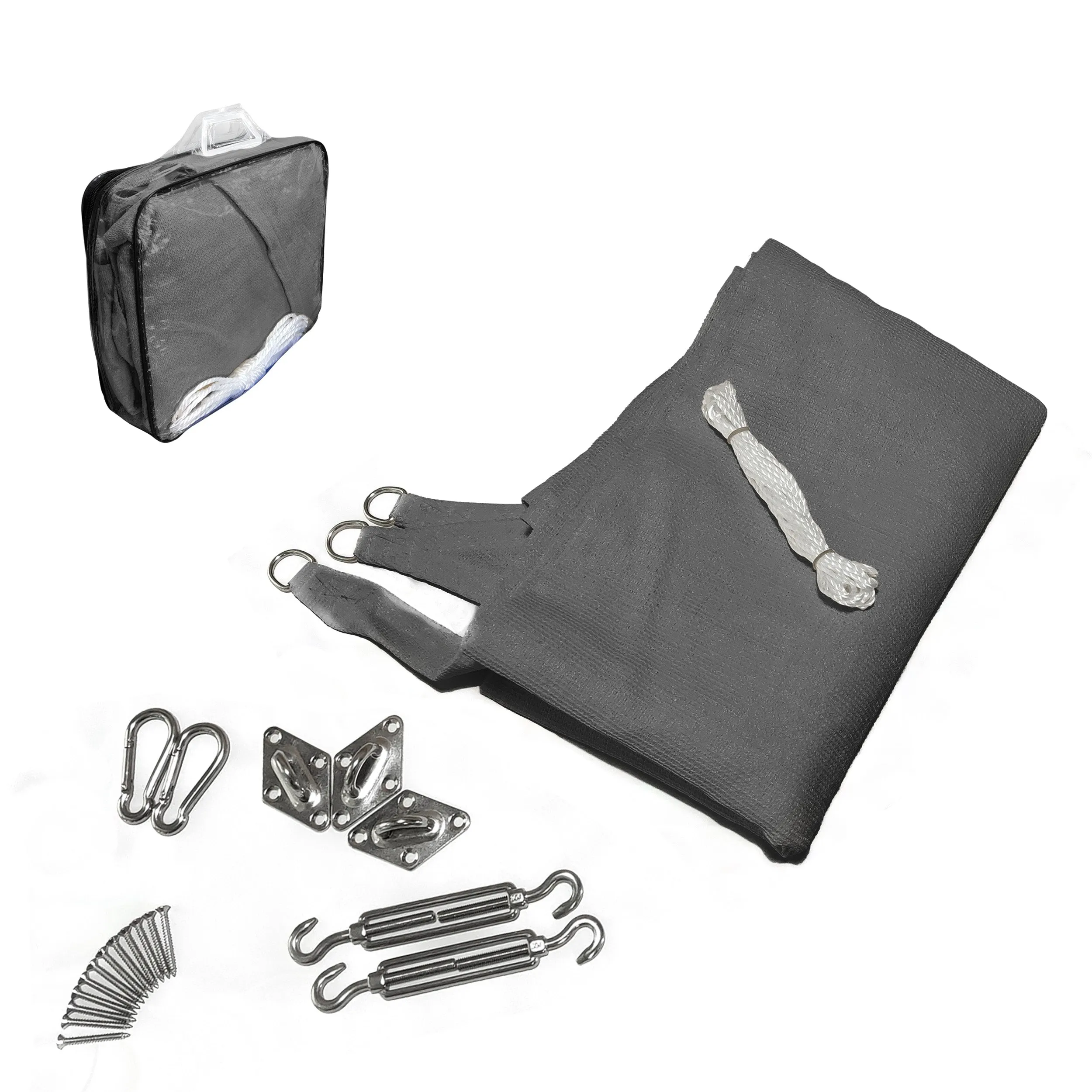 VOUNOT HDPE Sun Shade Sail Triangle with Fixing Kits, 3x3x3M, Grey